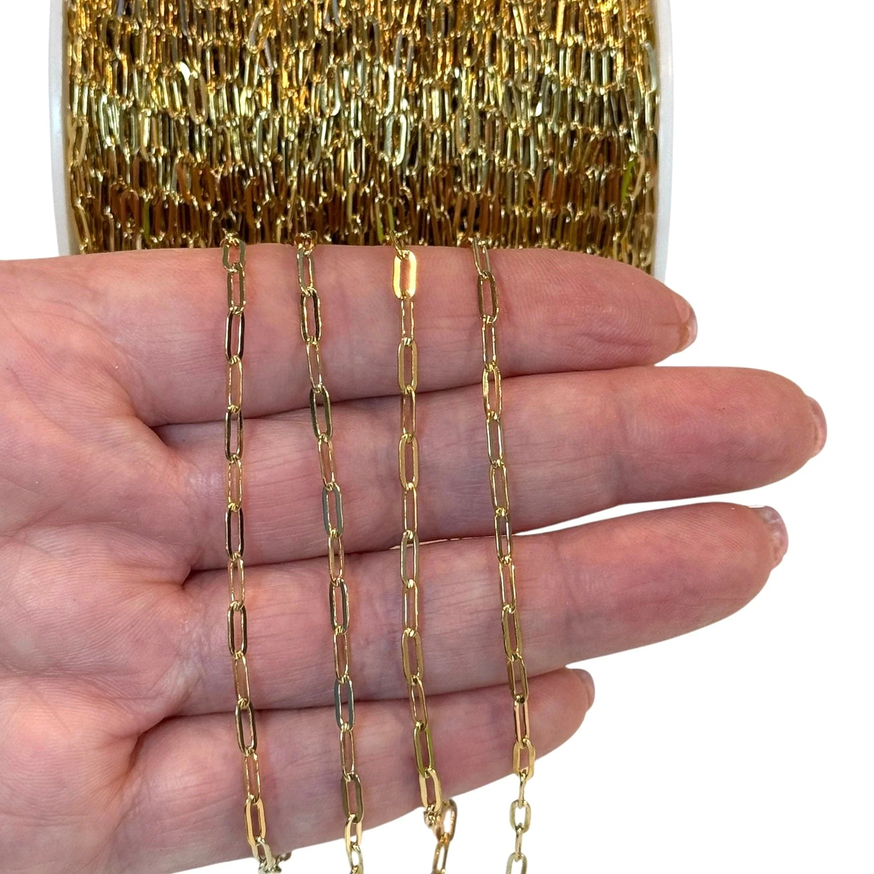 Waterproof Stainless Steel 24Kt PVD Gold Plated Paperclip Chain - 6x2.5mm Links