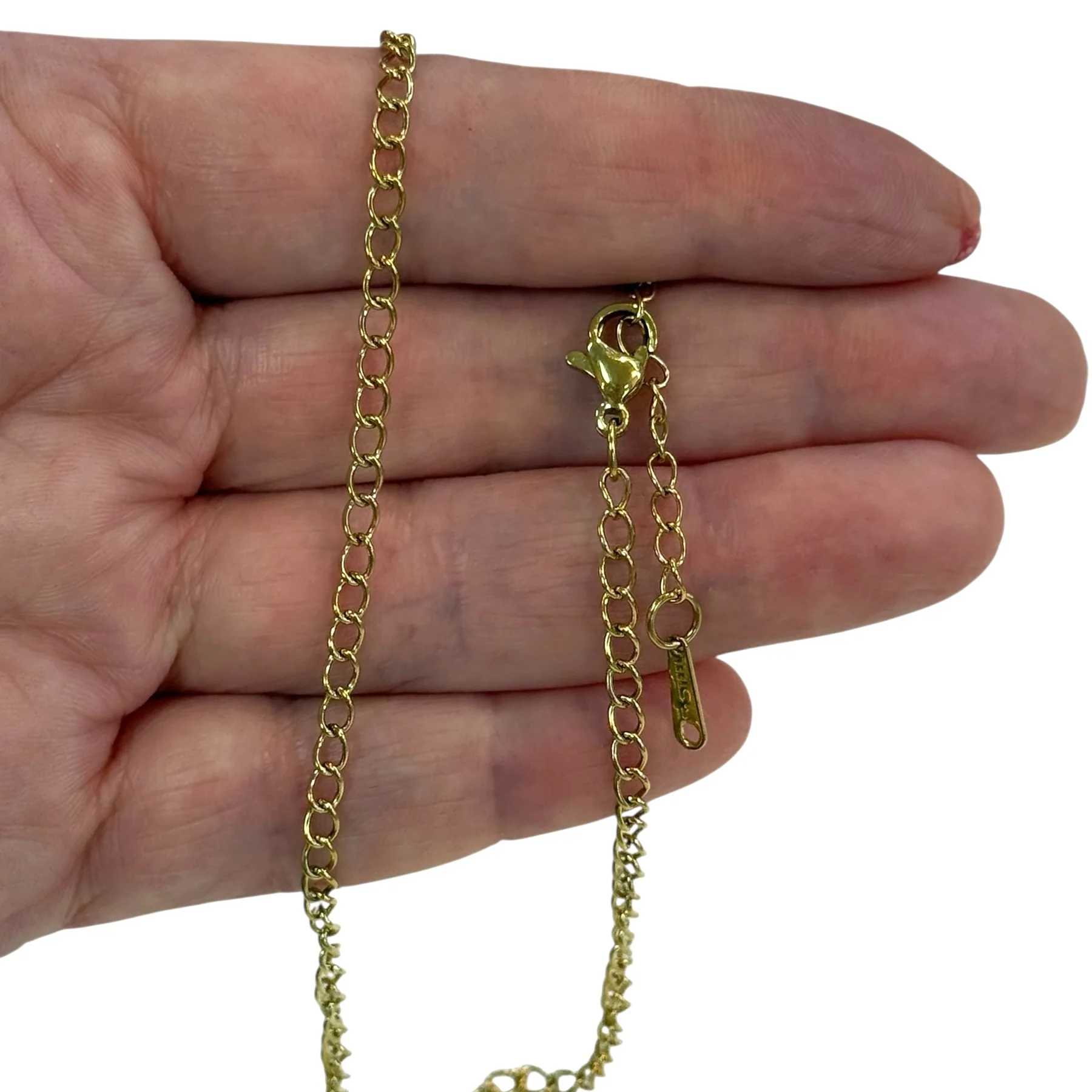 Waterproof Stainless Steel 24Kt PVD Gold Plated Ready Necklace – Fine Curb Chain, with 2" Extender (3mm Links)