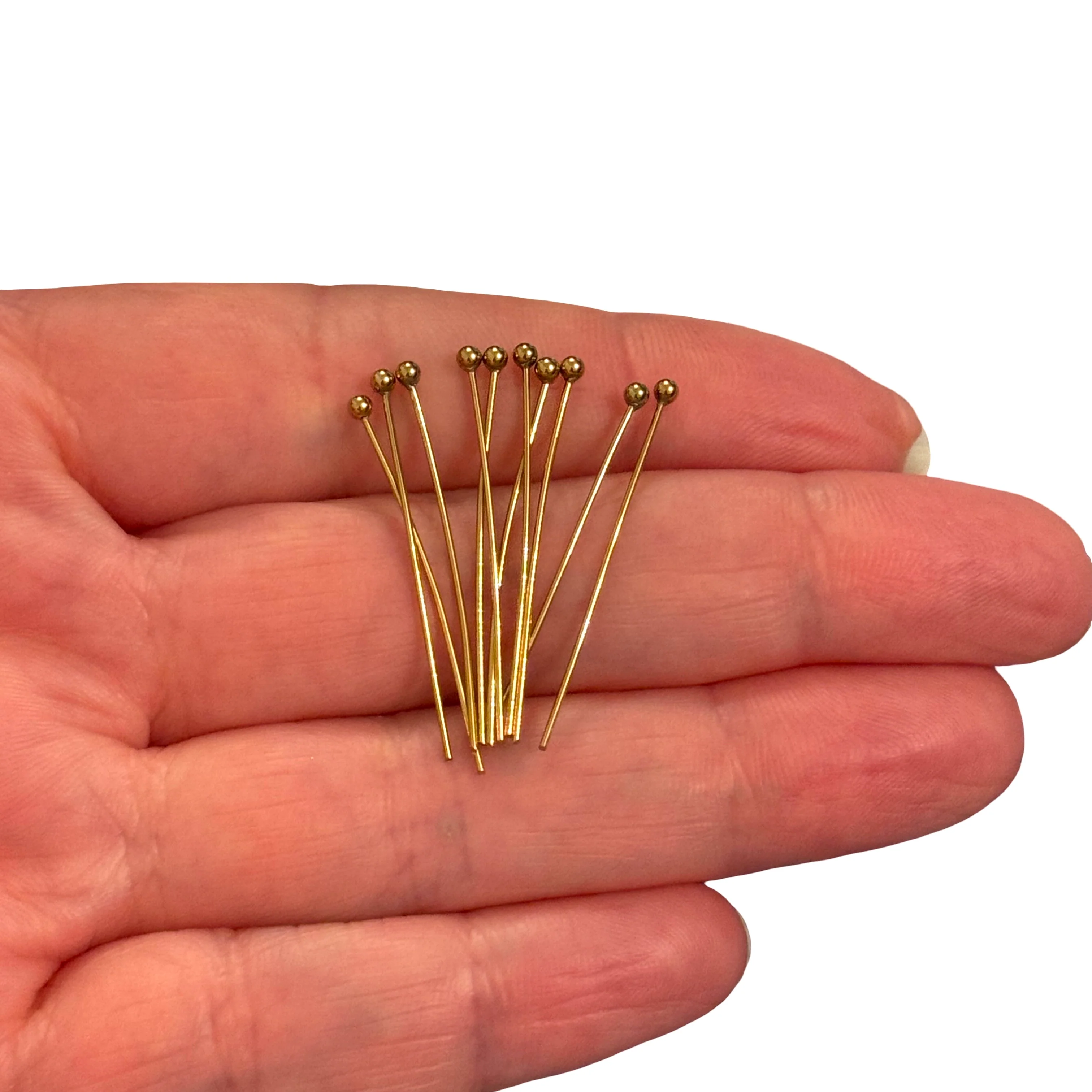 Waterproof Stainless Steel 24Kt PVD Gold Plated 30mm Ball Head Pins – 24 Gauge 0.5mm, 10pcs