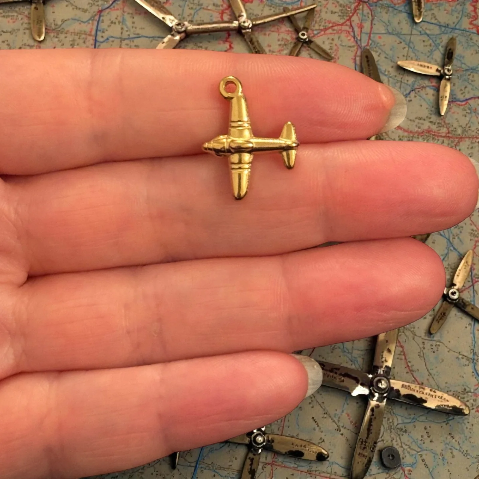 Waterproof Stainless Steel PVD Gold Plated Airplane Charm – Minimal Aircraft Pendant, Travel Jewellery Charm
