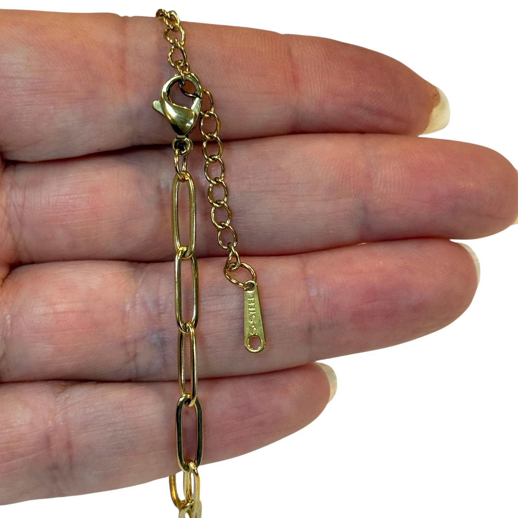 Waterproof Stainless Steel 24Kt Gold PVD Paperclip Chain Bracelet – 11x4mm Links, Adjustable 6” + 2” Extender - Image 2
