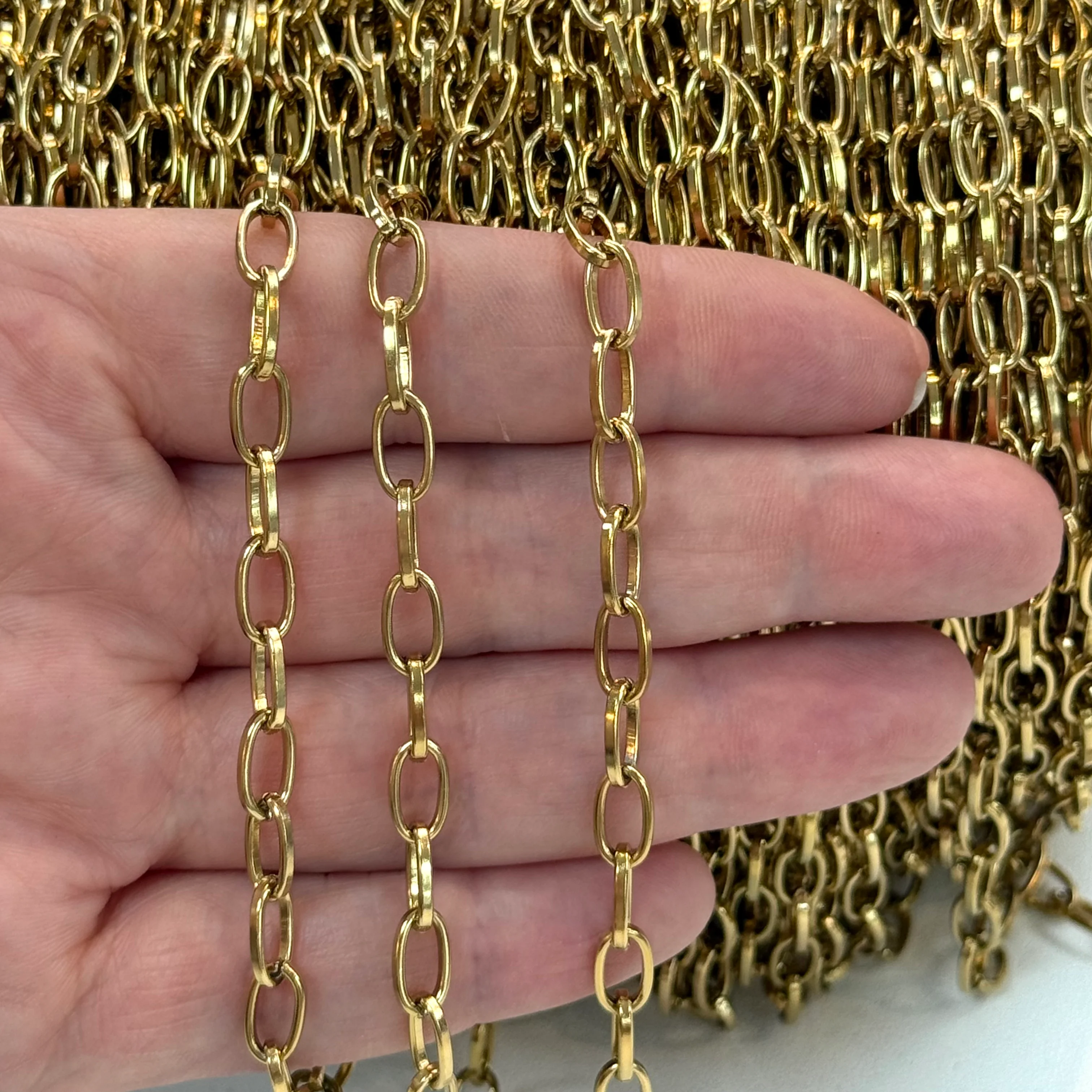 Waterproof Stainless Steel PVD Gold Plated Open Oval Link Chain – Minimalist Cable Chain