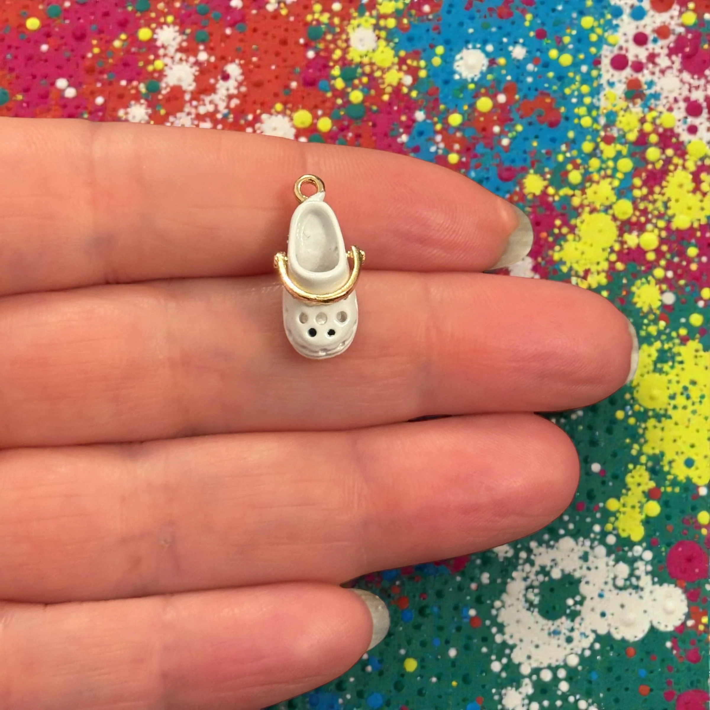 White Crocs Style Shoe Charm – Cute Enamel Clog Pendant