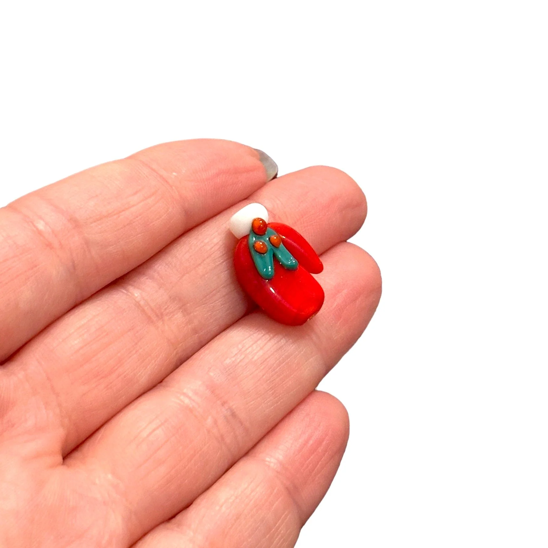 Xmas Glove Hand Made Murano Glass Charm, Vertical Hole Xmas Glove Charm - Image 2